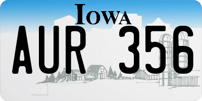 IA license plate AUR356
