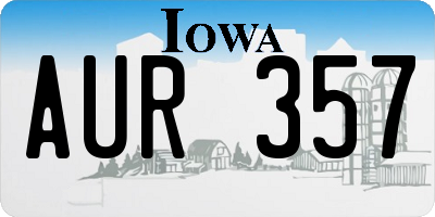 IA license plate AUR357