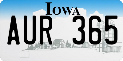 IA license plate AUR365