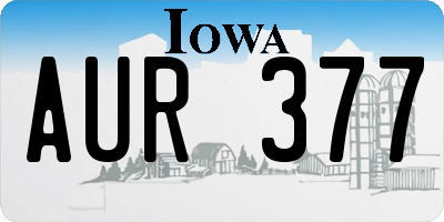 IA license plate AUR377