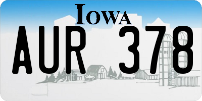 IA license plate AUR378