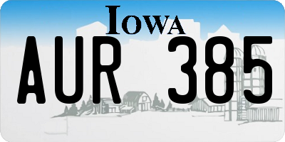 IA license plate AUR385