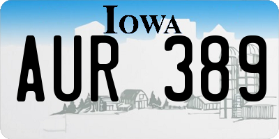 IA license plate AUR389