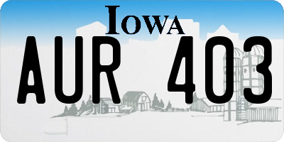 IA license plate AUR403