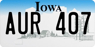 IA license plate AUR407