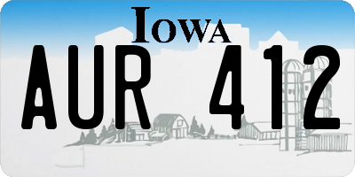 IA license plate AUR412