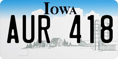 IA license plate AUR418