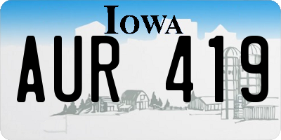 IA license plate AUR419