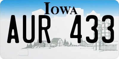 IA license plate AUR433