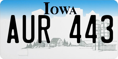 IA license plate AUR443