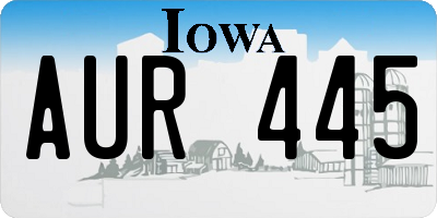 IA license plate AUR445