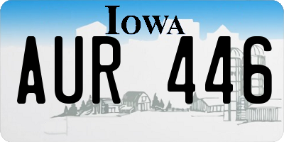 IA license plate AUR446