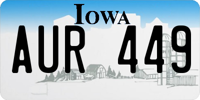 IA license plate AUR449