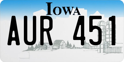 IA license plate AUR451