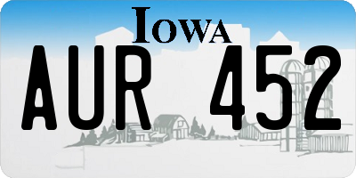 IA license plate AUR452