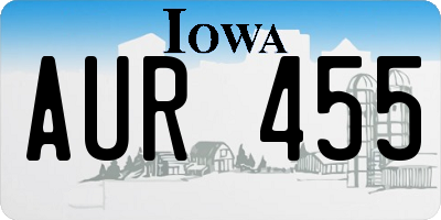 IA license plate AUR455