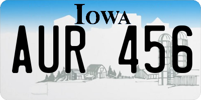 IA license plate AUR456