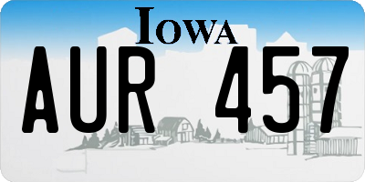 IA license plate AUR457