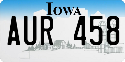 IA license plate AUR458