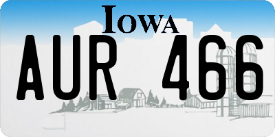 IA license plate AUR466