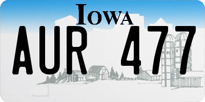 IA license plate AUR477