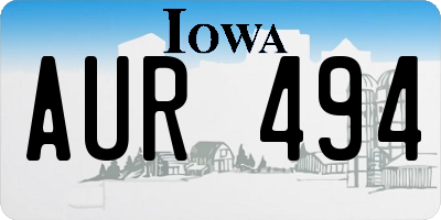 IA license plate AUR494