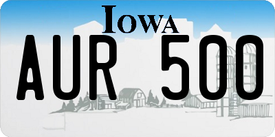 IA license plate AUR500