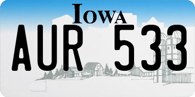 IA license plate AUR533