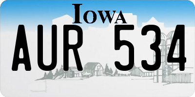 IA license plate AUR534
