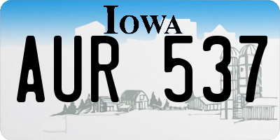 IA license plate AUR537