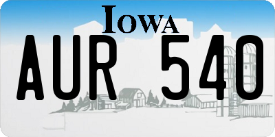 IA license plate AUR540