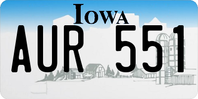 IA license plate AUR551