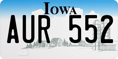 IA license plate AUR552