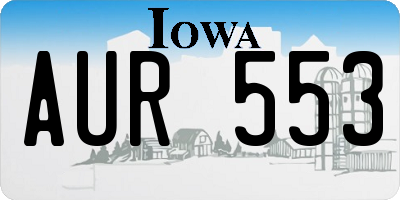 IA license plate AUR553