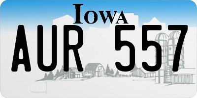 IA license plate AUR557