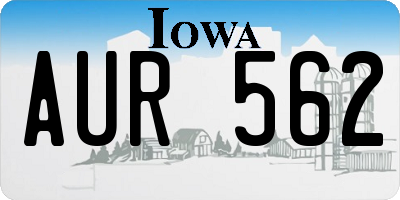 IA license plate AUR562