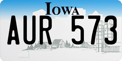 IA license plate AUR573