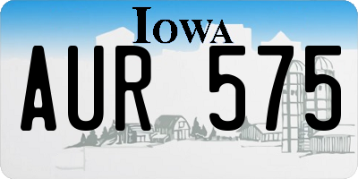 IA license plate AUR575