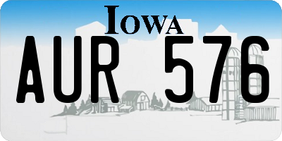 IA license plate AUR576
