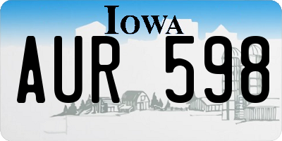 IA license plate AUR598
