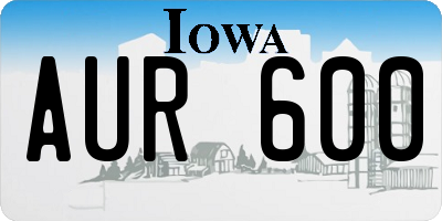 IA license plate AUR600