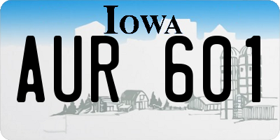 IA license plate AUR601