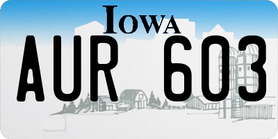 IA license plate AUR603