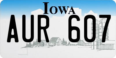 IA license plate AUR607