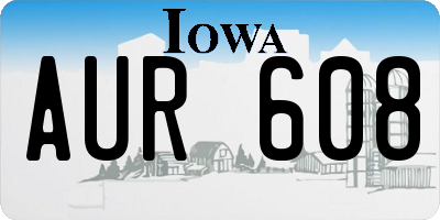 IA license plate AUR608