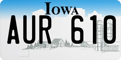 IA license plate AUR610