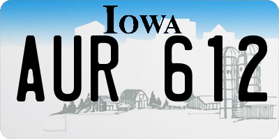 IA license plate AUR612