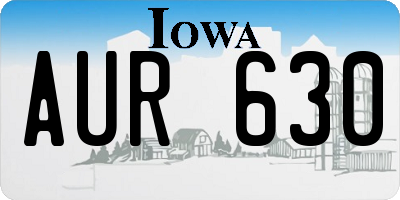 IA license plate AUR630