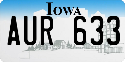 IA license plate AUR633