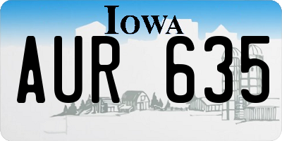 IA license plate AUR635